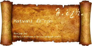 Hatvani Áron névjegykártya