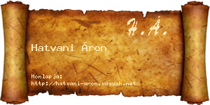 Hatvani Áron névjegykártya