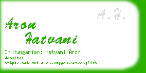 aron hatvani business card
